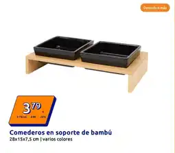 Action Comederos en soporte de bambú oferta