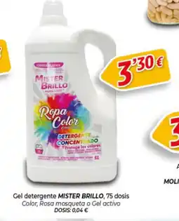 Alsara Supermercados MISTER BRILLO Gel detergente 75 dosis Color Rosa mosqueta o Gel activo oferta