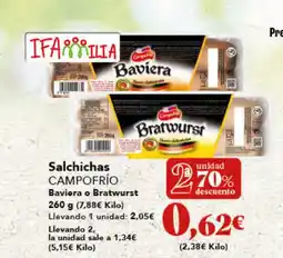 Gadis CAMPOFRÍO Salchichas Baviora o Bratwurst oferta