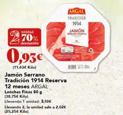 Gadis ARGAL Jamón Serrano Tradición 1914 Reserva 12 meses oferta