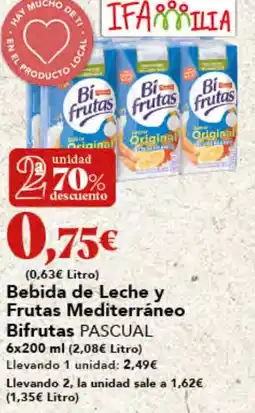 Gadis PASCUAL Bebida de Leche y Frutas Mediterráneo Bifrutas oferta