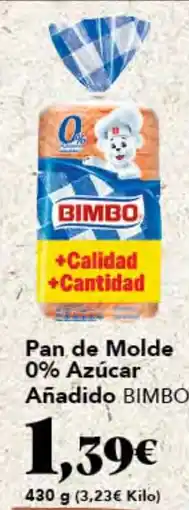 Gadis BIMBO Pan de Molde 0% Azúcar Añadido oferta