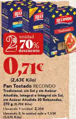 Gadis RECONDO Pan Tostado Tradicional oferta