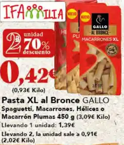 Gadis GALLO Pasta XL al Bronce Spaguotti, Macarrones, Hélices o Macarrón Plumas oferta
