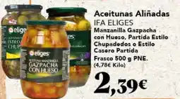 Gadis IFA ELIGES Aceitunas Aliñadas Manzanilla Gazpacha con Hueso, Partida Estilo Chupadodos o Estilo Casoro Partida Frasco oferta