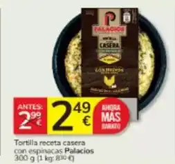 Consum Palacios - tortilla receta casera con espinacas oferta