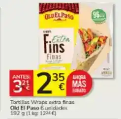 Consum Old el paso - tortillas wraps extra finas oferta