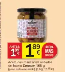 Consum Consum - aceitunas manzanilla aliñadas sin hueso oferta