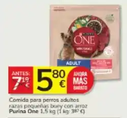 Consum Purina one - comida para perros adultos razas pequenas buey con arroz oferta