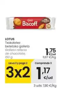 Eroski Lotus - galleta rellena de chocolate oferta