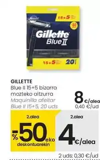 Eroski Gillette - maquinilla afeitar blue ii 20 uds oferta
