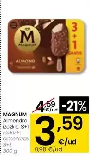 Eroski Magnum - helado almendras 3+1 oferta