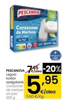Eroski Pescanova - corazones de merluza sin piel oferta