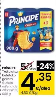 Eroski Lu - príncipe galleta rellena de chocolate oferta
