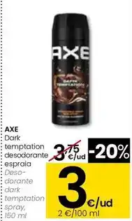 Eroski Axe - desodorante dark temptation spray oferta