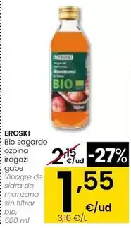 Eroski Eroski - vinagre de sidra de manzana sin filtrar bio oferta