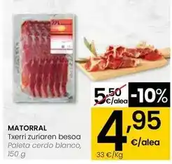 Eroski Matorral - paleta cerdo blanco oferta