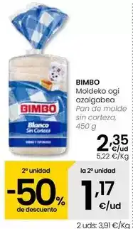Eroski Bimbo - pan de molde sin corteza oferta