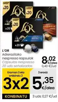 Eroski L'or - capsulas nespresso 20 uds senalizados oferta