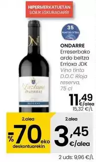 Eroski Ondarre - vino tinto d.o.c. rioja reserva oferta