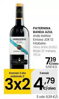 Eroski Paternina banda azul - vino tinto d.o.c. rioja 12 meses oferta