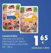 CashDiplo Campofrío - jamon cocido o pechuga de pavo finissimas lonchas oferta