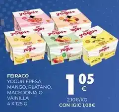 CashDiplo Feiraco - yogur fresa, manco, platano, macedonia o vainilla oferta