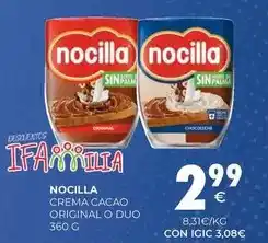 CashDiplo Nocilla - crema cacao original o duo oferta