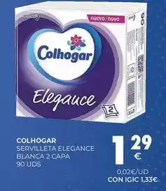 CashDiplo Colhogar - servilleta elegance blanca 2 capa oferta