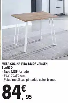 E.Leclerc Blanco - mesa cocina fija t/mdf oferta