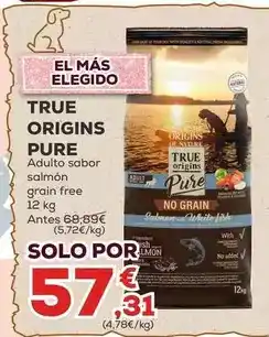 Kiwoko True origins - pure adulto sabor salmon grain free oferta