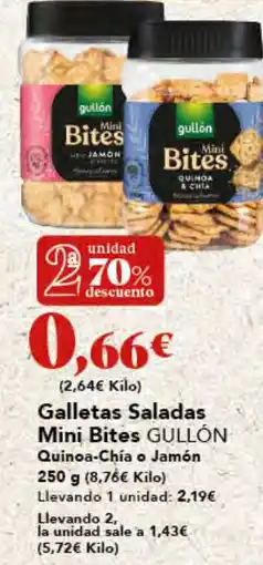 Gadis GULLÓN Galletas Saladas Mini Bites Quinoa-Chía o Jamón oferta