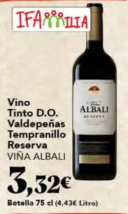 Gadis VIÑA ALBALI Vino Tinto D.O. Valdepeñas Tempranillo Reserva oferta