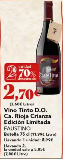 Gadis FAUSTINO Vino Tinto D.O. Ca. Rioja Crianza Edición Limitada oferta