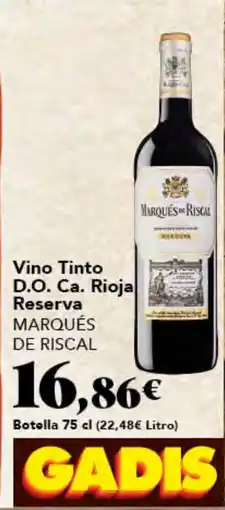 Gadis MARQUÉS DE RISCAL Vino Tinto D.O. Ca. Rioja Reserva oferta