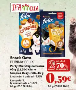 Gadis PURINA FELIX Snack Gato Party Mix Original Carno oferta