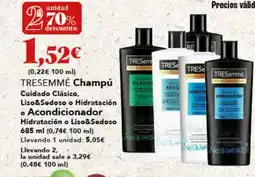 Gadis TRESEMMÉ Champú Cuidado Clásico, Liso&Sodoso o Hidratación • Acondicionador Hidratación o Liso&Sodoso oferta