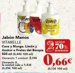 Gadis VITARELLE Jabón Manos Coco y Mango, Limón y Azahar o Frutos del Bosque oferta