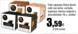 Cash FROIZ Café cápsulas Dolce Gusto café con leche, cortado, espresso intenso original o descafeinado oferta