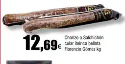 Cash FROIZ Chorizo o Salchichón cular ibérico bellota Florencio Gómez oferta