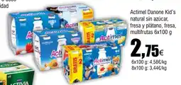 Cash FROIZ ACTIMEL Danone Kid's natural sin azúcar, fresa y plátano, fresa, multifrutas oferta