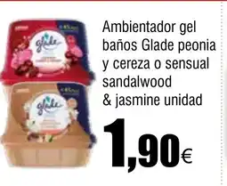 Cash FROIZ Ambientador gel baños Glade peonia y cereza o sensual sandalwood oferta