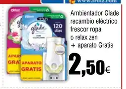Cash FROIZ Ambientador Glade recambio eléctrico frescor ropa o relax zen + aparato oferta