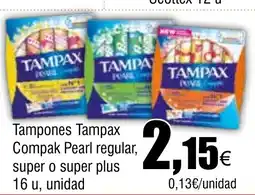 Cash FROIZ Tampones Tampax Compak Pearl regular, super o super plus oferta