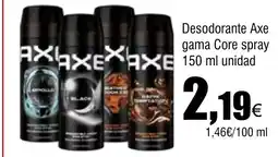 Cash FROIZ Desodorante Axe gama Core spray oferta