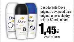 Cash FROIZ Desodorante Dove original, advanced care original o invisible dry oferta