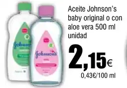 Cash FROIZ Aceite Johnson's baby original o con aloe vera oferta