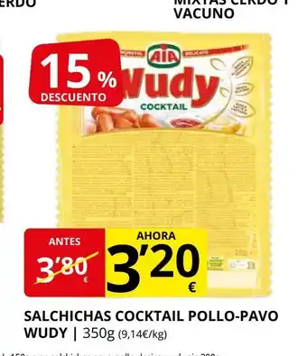 Supermercados MAS WUDY Salchichas cocktail pollo-pavo oferta