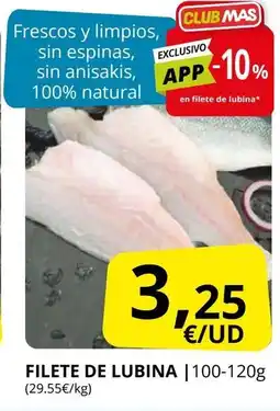 Supermercados MAS Filete de lubina oferta