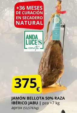 Supermercados MAS Jamón bellota 50% raza ibérico jabu oferta